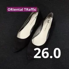 ORiental TRaffic ポインテッドトゥフラットパンプス 黒 26.0