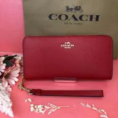 ☆COACH 長財布 レッド ストラップ