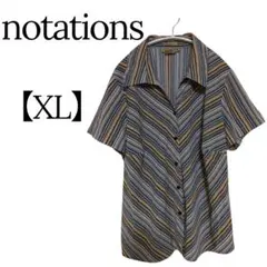 美品✨notations【XL】 ストライプ 半袖シャツ オシャレ 柄 春夏