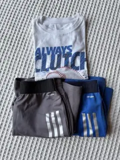 GAP野球プリントTシャツとadidasショートパンツセット　ブルー　グレー