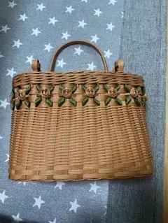 クラフト編み込みかごバッグ　　ハンドメイド
