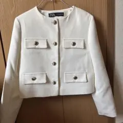 ZARA ホワイト ジャケット M (US:XS)