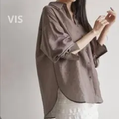 VIS メタル釦シンプルシアーシャツ