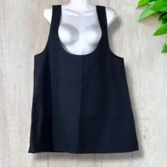 2707　シンプル　黒　ノースリーブ　ワンピース