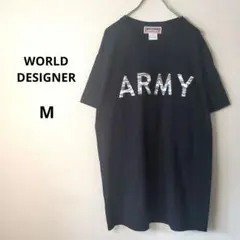 ★ワールドデザイナー★「ARMY」Tシャツ 半袖 黒 M