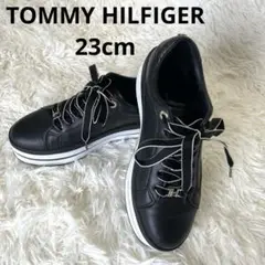 TOMMY HILFIGER トミーヒルフィガー レザー スニーカー ブラック