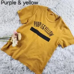 【Purple & yellow】パープル&イエロー ロゴプリントTシャツ M