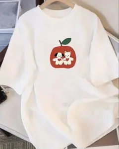 【Lサイズ】アップルドッグキャット　犬　猫　Tシャツ ホワイト