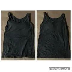 無印良品 カップ付きタンクトップ シルク入り 黒 Sサイズ 2枚セット