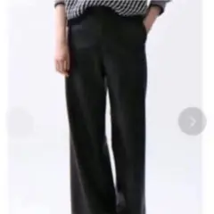 レザーパンツ ワイドパンツ 革パンツ モード モダン 黒 BLACK