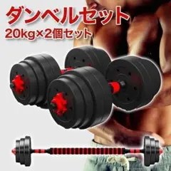 ダンベルセット 20kg×2個セット バーベルも可能 計40kg 可変 3WAY