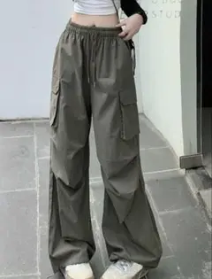 【新品】DAZY カーゴパンツ ゴムウエスト オリーブグリーン レディース