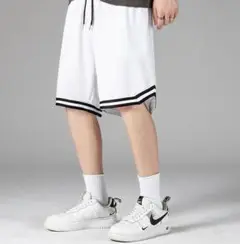 ハーフパンツ L バスケ バスパン 白 ホワイト 新品 メンズ ジム