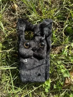 iphoneXR ファーケース　黒猫 iphoneケース