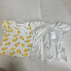 新品未使用　女の子　半袖　80 Tシャツ　レモン柄と羊柄のTシャツ2枚セット