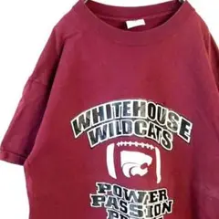 WHITEHOUSE WILDCATS Tシャツ L えんじ レッド赤 古着