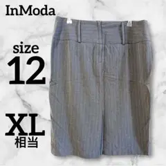 InModa ストライプ タイトスカート【XL】サイズ12 オフィス　スリット