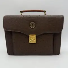 【美品】オーストリッチ　ビジネスバッグ　ブリーフケース　ブラウン