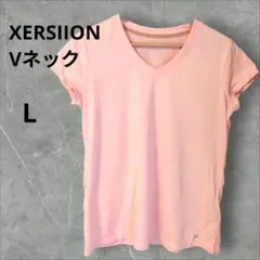 快適素材✨️XERSIION 【L】Tシャツ Vネック　ピンクオレンジ スポーツ