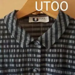 UTOOリネン混ボーダーブラウスジャケットMサイズ