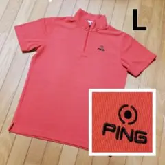 PING ピン ハーフジップ 半袖シャツ オレンジ 系