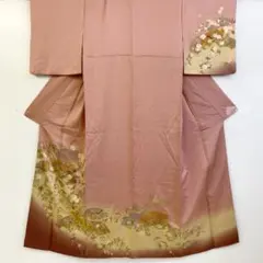 【和】10111s 着物 付下げ 地紙に花と吉祥文様