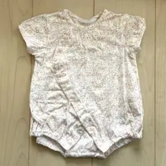 【60サイズ】前開き小花柄半袖ロンパース
