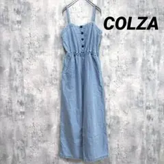 【COLZA】オーバーオール サロペット ブルー L ポケット ウエストゴム