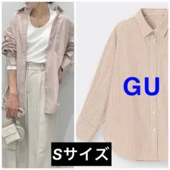 GU/ストライプシャツ Sサイズ/ベージュ×白