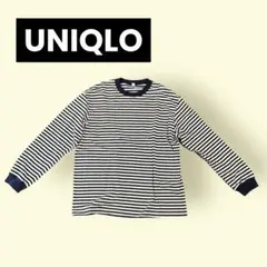 ユニクロ ウォッシュコットンボーダークルーネック ストライプ 長袖Tシャツ L