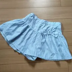 水色ストライプリボンフレアスカート