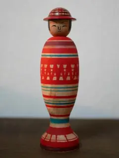 伝統こけし ★ 土湯 / 野地忠男 約14cm ★ 帽子こけし②