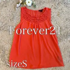 Forever21 美品✨オレンジ ノースリーブトップス シースルー 花