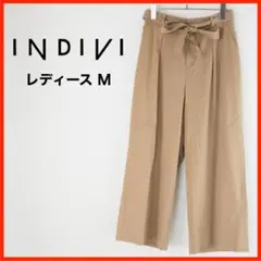 A3632★美品★INDIVI*ワイドパンツ*38*M*ダークベージュ