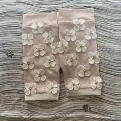 さえら 花柄刺繍 ピンク フィンガーレスアームカバー