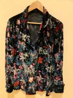 最終価格　EURO VINTAGE FLORAL ベロア　総柄　シマウマ　花柄
