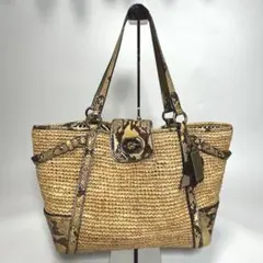 【美品】 COACH カゴ×パイソン トートバッグ ハンドバッグ お出かけ 希少