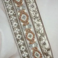 64.インド刺繍 1m50cm×3本セット