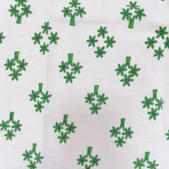 ヴィンテージファブリック　緑色の花と木