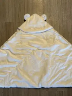 ミキハウス フード付きブランケット　おくるみ　白　冬