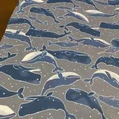 クール生地　ウォータークールクロス　クジラ柄　グレー　40cm×90cm