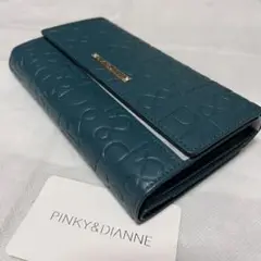 ピンキー&ダイアン 長財布　大容量　財布　型押し　財布　グリーン　新品　カヌレ