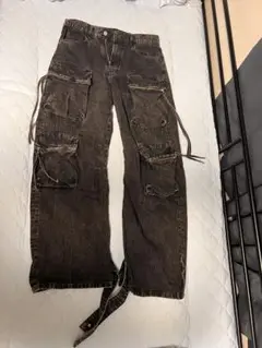ZARA デニム カーゴパンツ マルチポケット