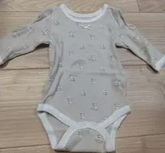 ベビー服 新品 ケーキ柄 70 ベージュ 長袖 ロンパース