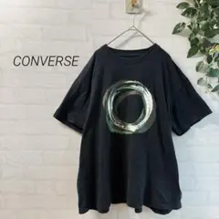 【CONVERSE】シンプル デザインプリント 半袖Tシャツ 黒 ゆったり