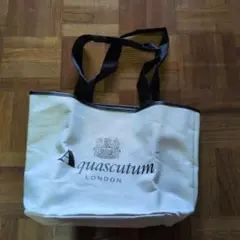 Aquascutum トートバッグ キャンバス ホワイト