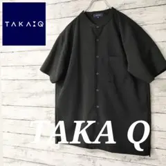 ★TAKA Q★スタンドカラー半袖シャツ★黒