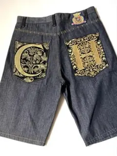 クラウンホルダー　デニムパンツ　ジーンズ40  刺繍　金糸　大きいサイズ クラウンホルダー デニムパンツ ジーンズ40 刺繍 金糸 大きい