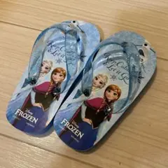 美品 アナと雪の女王 ビーチサンダル アナ エルサ 水色 15cm