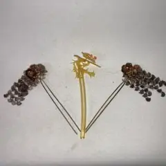 アンティーク 可愛い!! びらびら 花かんざし ペア オマケ付き